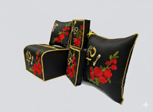 Cargar imagen en el visor de la galería, Quinceañera Set #023, 5 custom pieces in Spanish (Mis Quince Años) kneeling Pillow, Tiara Pillow, Photo Album, Guest Book, Spanish Bible