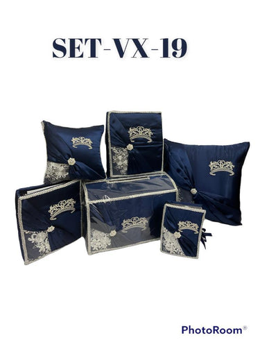 Quinceañera Set #019, 5 custom pieces in Spanish (Mis Quince Años) kneeling Pillow, Tiara Pillow, Photo Album, Guest Book, Spanish Bible