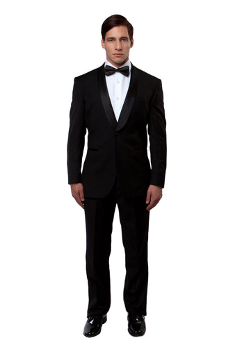 Mens Bryan Michaels Black/Black Satin 2pc Satin Shawl Collar Tuxedo MT146S