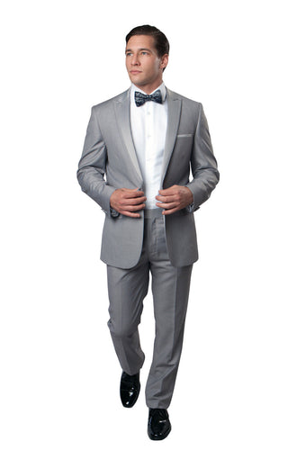 Mens Bryan Michaels Light Gray/Light Gray Satin 2pc Peak Lapel Tuxedo MT187S