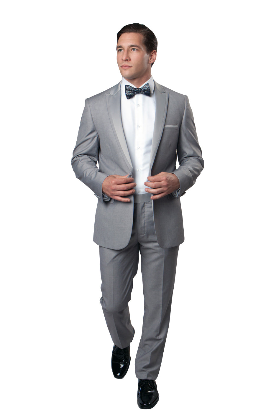 Mens Bryan Michaels Light Gray/Light Gray Satin 2pc Peak Lapel Tuxedo MT187S