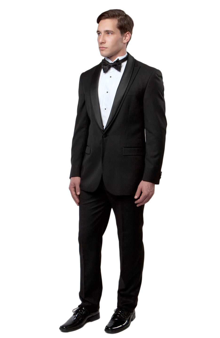 Mens Bryan Michaels Black/Black Satin 2pc Shawl Collar Tuxedo MT188S