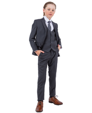 Cargar imagen en el visor de la galería, Boys Charcoal Grey 5 Pc Stacy Adams Suit SB282-03