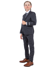 Cargar imagen en el visor de la galería, Boys Charcoal Grey 5 Pc Stacy Adams Suit SB282-03
