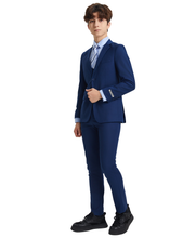 Cargar imagen en el visor de la galería, Boys Indigo 5 Pc Stacy Adams Suit SB282-05