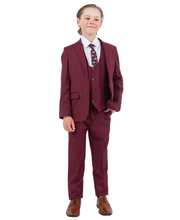 Cargar imagen en el visor de la galería, Boys Burgundy 5 Pc Stacy Adams Suit SB282-06