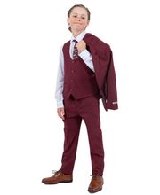 Cargar imagen en el visor de la galería, Boys Burgundy 5 Pc Stacy Adams Suit SB282-06