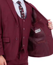 Cargar imagen en el visor de la galería, Boys Burgundy 5 Pc Stacy Adams Suit SB282-06