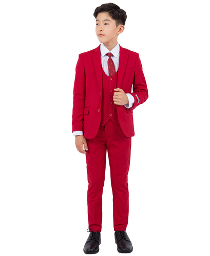 Boys Red 5 Pc Stacy Adams Suit SB282-10