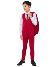 Cargar imagen en el visor de la galería, Boys Red 5 Pc Stacy Adams Suit SB282-10
