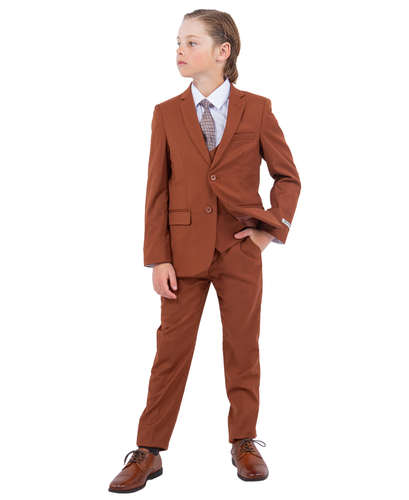 Boys Light Brown 5 Pc Stacy Adams Suit SB282-12