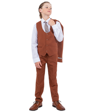 Cargar imagen en el visor de la galería, Boys Light Brown 5 Pc Stacy Adams Suit SB282-12