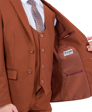 Cargar imagen en el visor de la galería, Boys Light Brown 5 Pc Stacy Adams Suit SB282-12