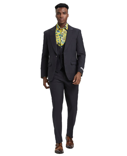 Mens Charcoal 3pc Stacy Adams Suits SM255H1-02