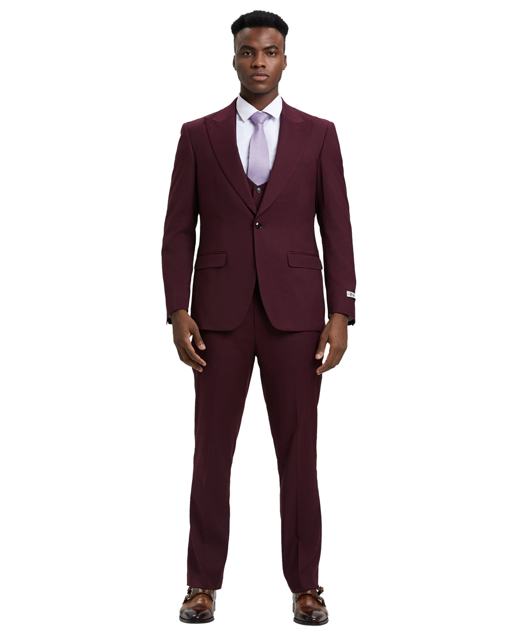 Mens Burgundy 3pc Stacy Adams Suits SM255H1-03