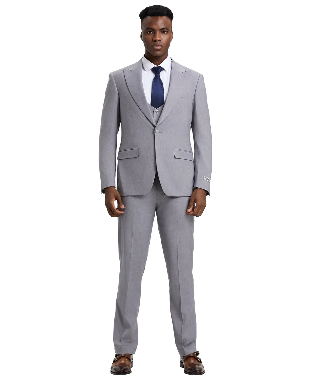 Mens Light Grey 3pc Stacy Adams Suits SM255H1-12