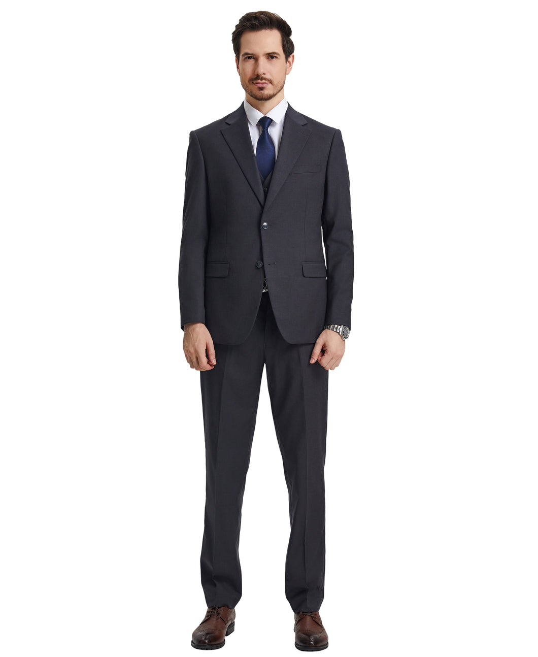 Mens Charcoal 3 Pc Stacy Adams Suit SM282H1-03