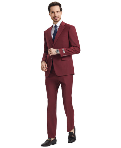 Mens Burgundy 3 Pc Stacy Adams Suit SM282H1-06