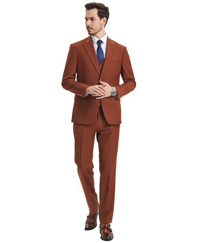 Mens Brown 3 Pc Stacy Adams Suit SM282H1-12