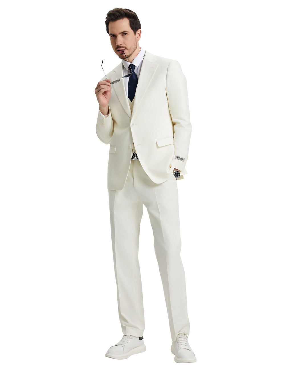 Mens Ivory 3 Pc Stacy Adams Suit SM282H1-14
