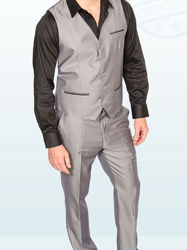 Men's Slim Fit Sharkskin Dress Pants (98)