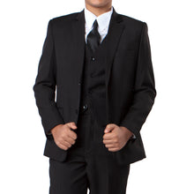 Cargar imagen en el visor de la galería, Boy&#39;s Tazio Classic Fit 5-PC Black Formal Suit