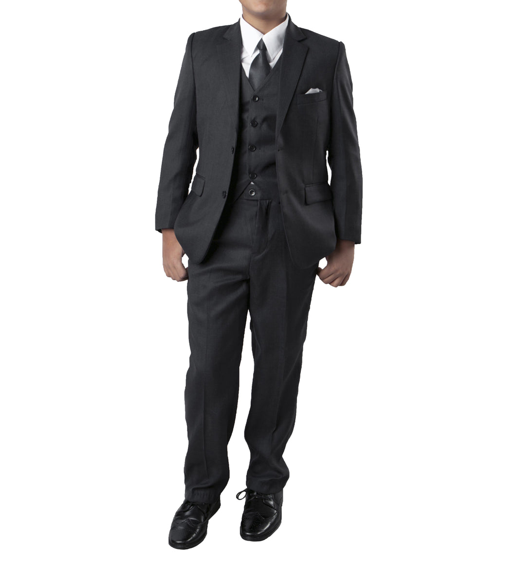 Boy's Tazio Classic Fit 5-PC Charcoal Grey Formal Suit