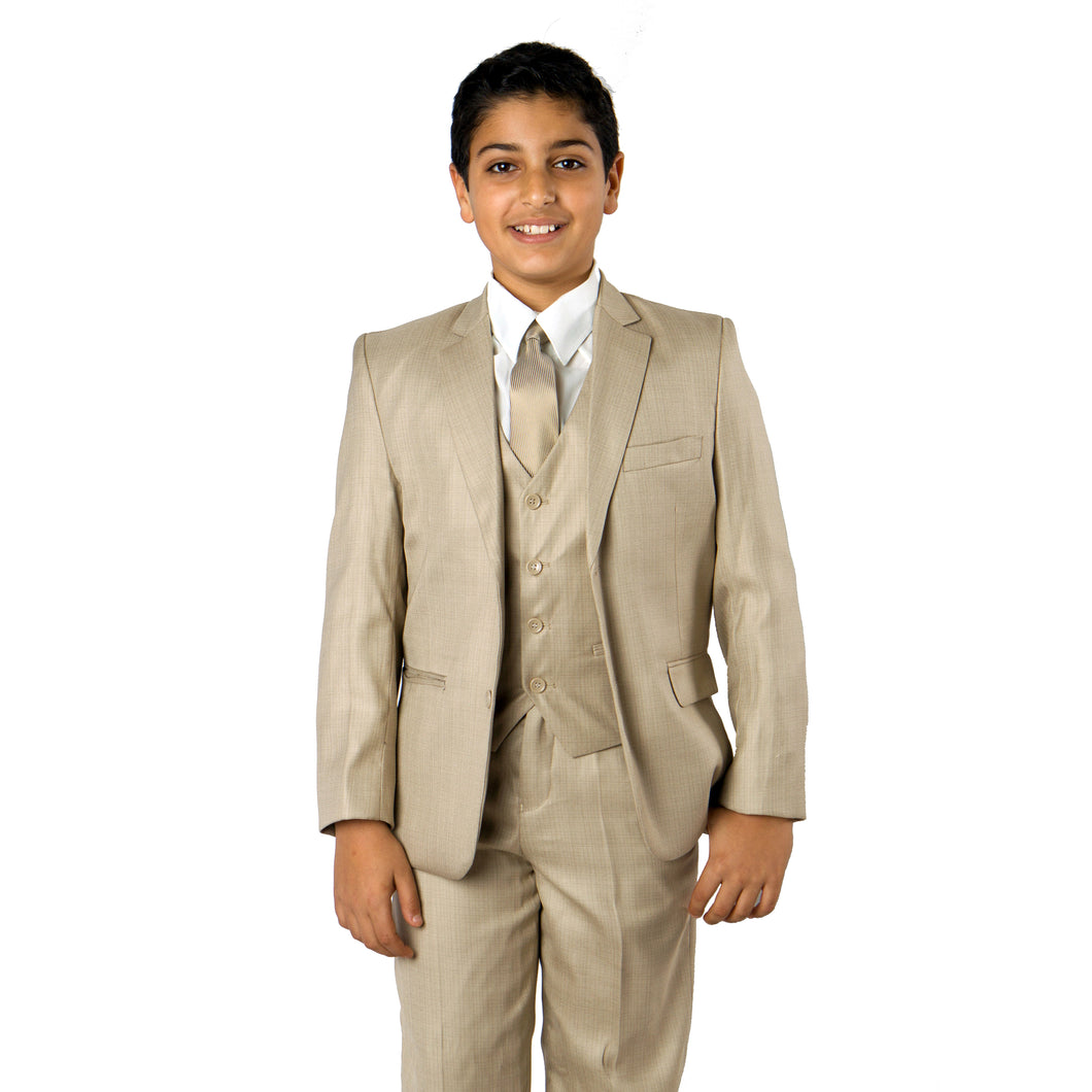 Boy's Tazio Classic Fit 5-PC Beige Formal Suit