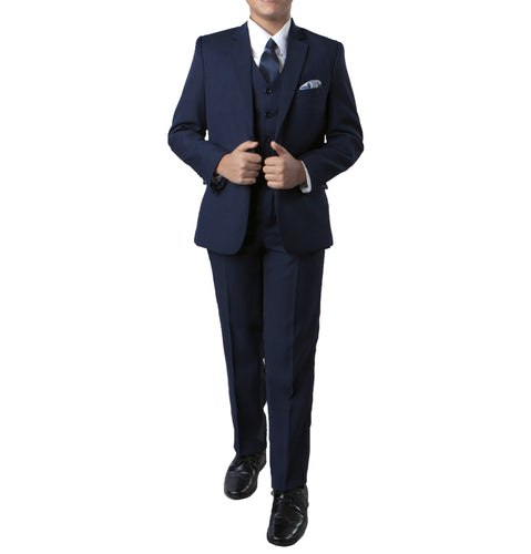Boy's Tazio Classic Fit 5-PC Navy Formal Suit