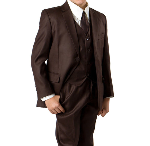 Boy's Tazio Classic Fit 5-PC Brown Formal Suit