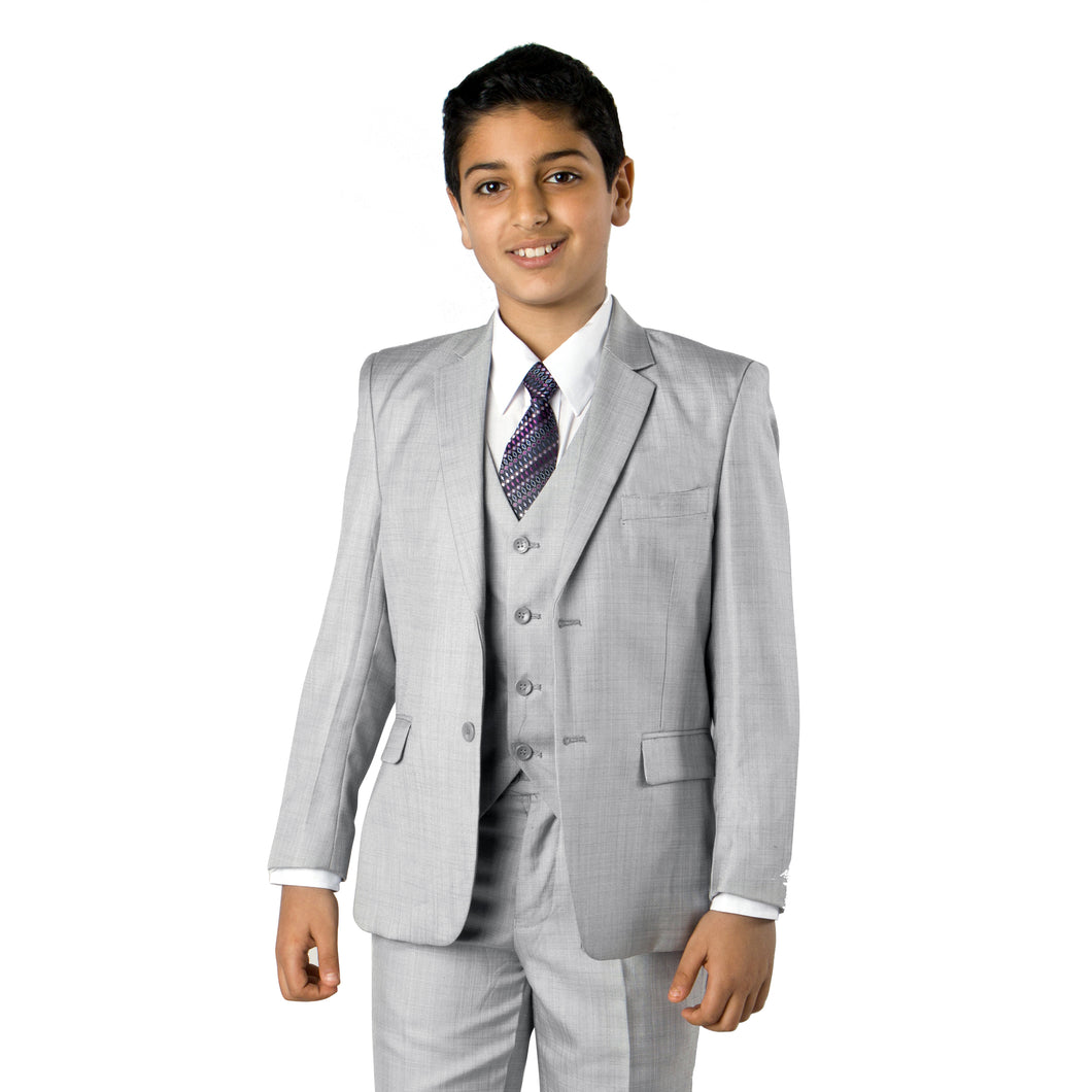 Boy's Tazio Classic Fit 5-PC Mid Grey Formal Suit