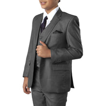 Cargar imagen en el visor de la galería, 5-PIece Windowpane Suit With Matching Shirt &amp; Tie Suits For Boy&#39;s