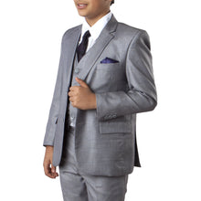Cargar imagen en el visor de la galería, 5-PIece Windowpane Suit With Matching Shirt &amp; Tie Suits For Boy&#39;s