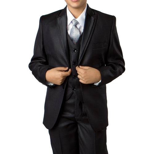 Solid Suit W Satin Trim Jacket Suits For Boy's