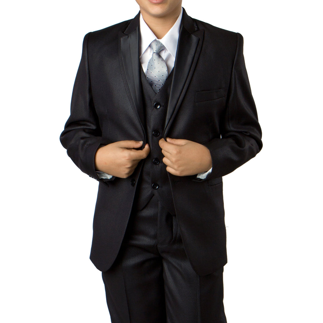 Solid Suit W Satin Trim Jacket Suits For Boy's