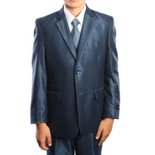 Cargar imagen en el visor de la galería, 3-PC Boy&#39;s Solid Sharkskin Suit with Dress Shirt &amp; Tie Suits For Boy&#39;s