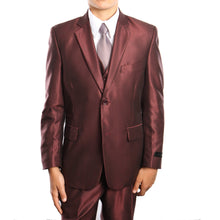 Cargar imagen en el visor de la galería, 3-PC Boy&#39;s Solid Sharkskin Suit with Dress Shirt &amp; Tie Suits For Boy&#39;s
