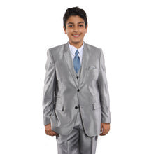 Cargar imagen en el visor de la galería, 3-PC Boy&#39;s Solid Sharkskin Suit with Dress Shirt &amp; Tie Suits For Boy&#39;s