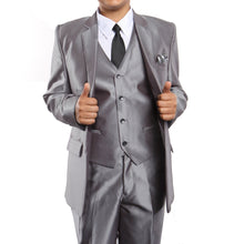 Cargar imagen en el visor de la galería, Sharkskin Boys Suit With Free Matching Shirt &amp; Tie Suits For Boy&#39;s