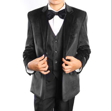 Cargar imagen en el visor de la galería, 3-Piece Velvet Jacket Set With Shirt &amp; Bow Tie Suits For Boy&#39;s