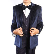 Cargar imagen en el visor de la galería, 3-Piece Velvet Jacket Set With Shirt &amp; Bow Tie Suits For Boy&#39;s