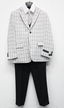 Cargar imagen en el visor de la galería, Tazio Grey / Black Windowpane Formal Suits For Boys