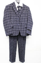 Cargar imagen en el visor de la galería, Tazio Navy / White Windowpane Formal Suits For Boys