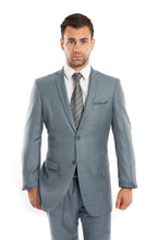 Cargar imagen en el visor de la galería, Men&#39;s Slim Fit Sharkskin Smoke Blue 2-PC Suit