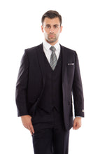 Cargar imagen en el visor de la galería, Black 3-PC Slim Fit Stretch Suits For Men