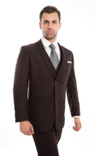 Cargar imagen en el visor de la galería, Brown 3-PC Slim Fit Stretch Suits For Men