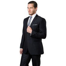 Cargar imagen en el visor de la galería, Black Tone on Tone Shiny 2-PC Slim Fit Suits For Men