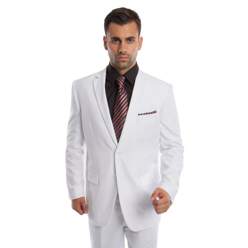 Men's Modern Fit White Solid 2-PC Suit