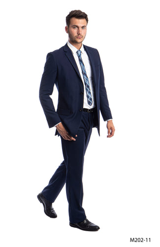 Men's Modern Fit Navy Blue Solid 2-PC Suit