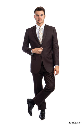 Men's Modern Fit Chocolate Solid 2-PC Suit